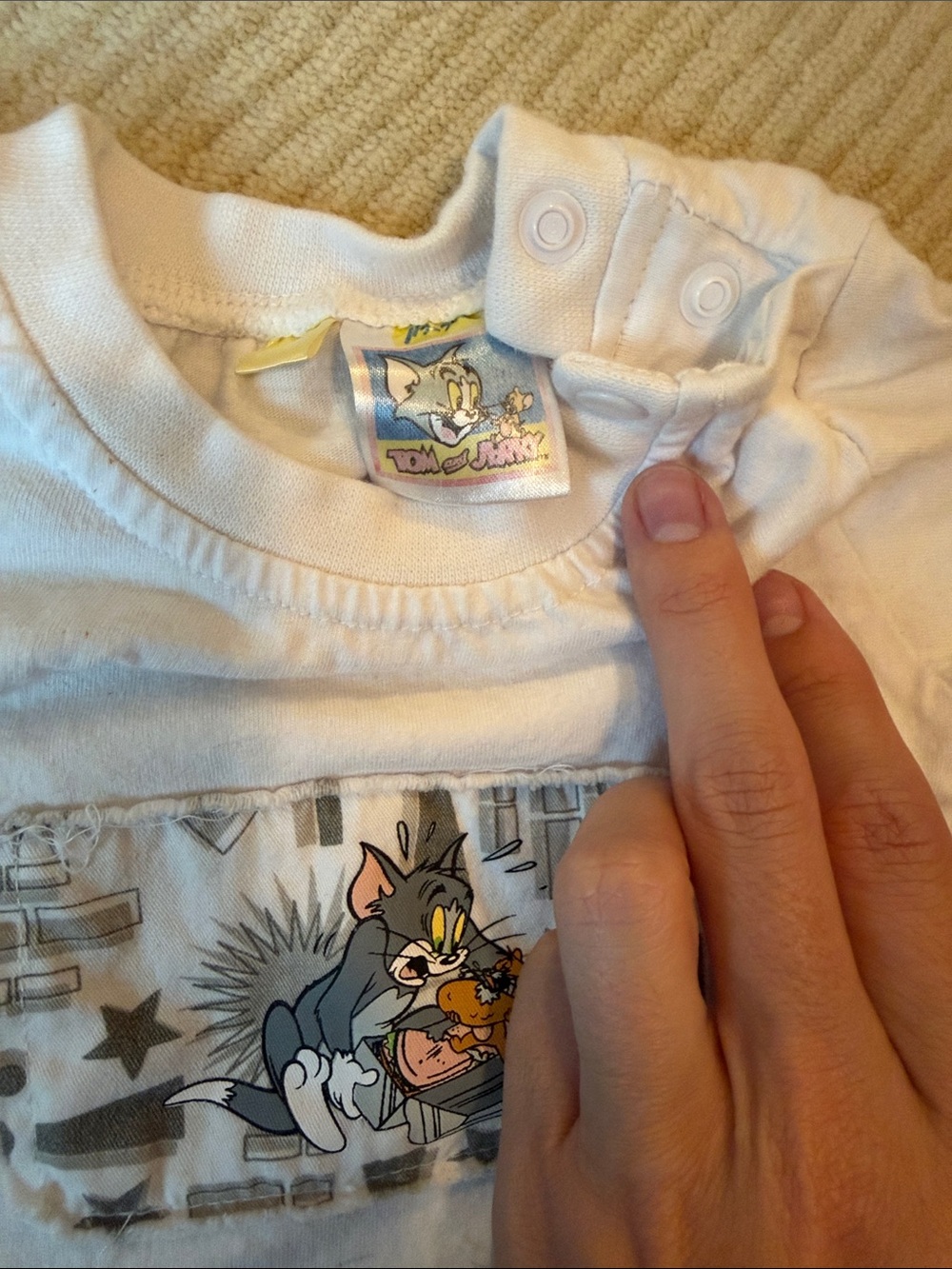 Vintage Kids Tom & Jerry White Long-Sleeve Shirt